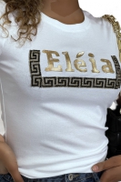 T-shirt met gouden inscriptie