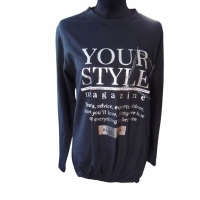 Asymmetrisch sweatshirt met zilveren inscripties