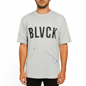 T-Shirt Bezowy z napisem BLVCK