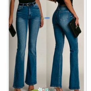 Jeansy Dzwony z Wysokim Stanem