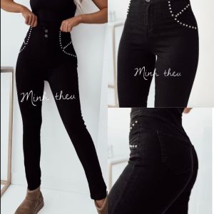 Spodnie Jeans zdobione perełkami