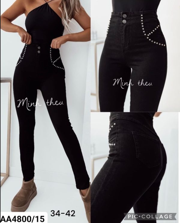 Spodnie Jeans zdobione perełkami