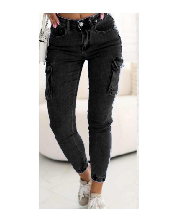 Jeansy cargo z elastycznym dołem – 2 kolory (M–XL) - obrazek 2