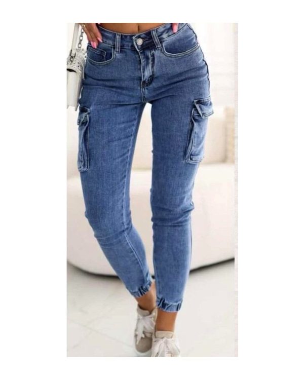 Jeansy cargo z elastycznym dołem – 2 kolory (M–XL)