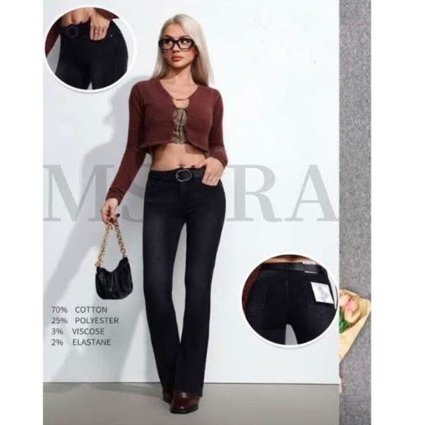Czarne jeansy flare bootcut – wysoki stan