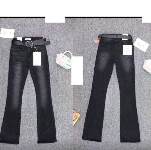 Czarne jeansy flare bootcut – wysoki stan - obrazek 2