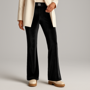 Czarne spodnie welurowe dzwony