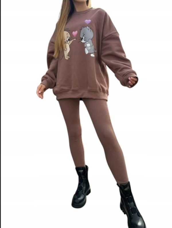 Ocieplany komplet – bluza z nadrukiem i legginsy