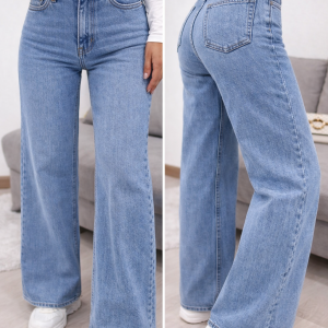 Jeansy z szeroką nogawką – wysoki stan